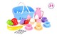 Zabawka koszyk na zakupy + naczynia, owoce