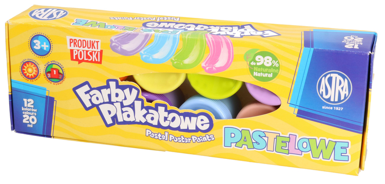 FARBY PLAKATOWE PASTELOWE 12 kolorów ASTRA
