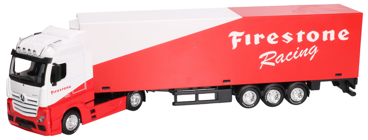 Auto TIR MERCEDES ACTROS z naczepą FIRESTONE Burago 1:43 model metalowy