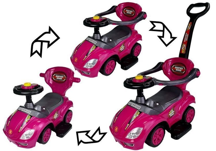 Jeździk z pchaczem Mega Car 3w1 różowy