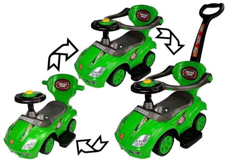 Jeździk z pchaczem Mega Car 3w1 zielony
