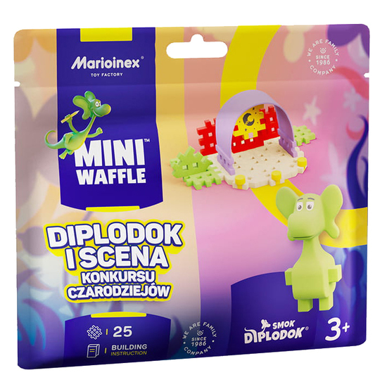 Klocki konstrukcyjne WAFLE MINI Diplodok i scena