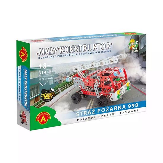 Mały konstruktor STRAŻ POŻARNA pojazdy uprzywilejowane - gratis HELIKOPTER 1+1