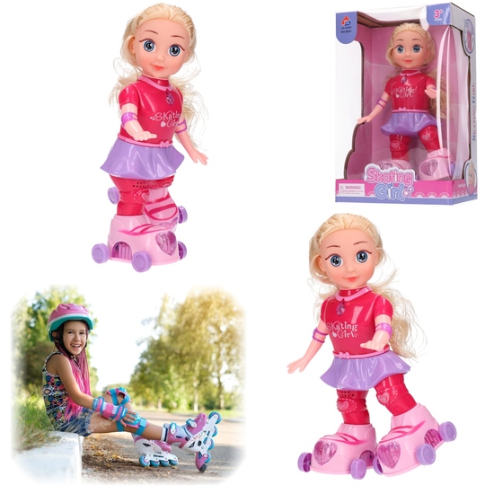 Lalka na rolkach SKATING GIRL różowa sama jeździ