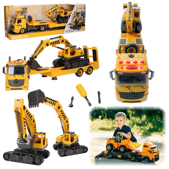 Auto do skręcania LAWETA z dźwiękami MASZYNA BUDOWLANA koparka