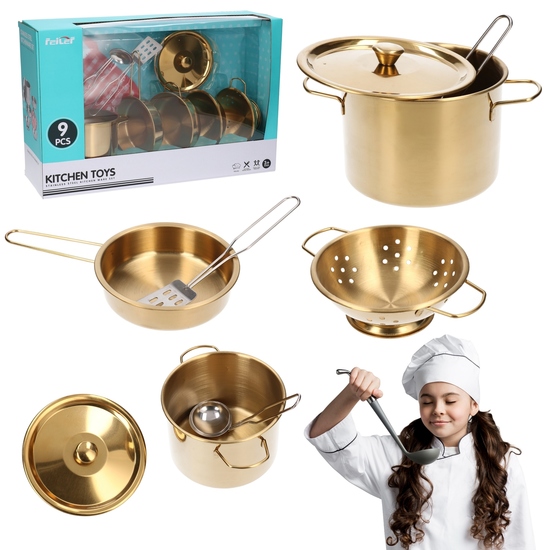 Metalowe naczynia GLAMOUR zestaw Małego Kucharza - garnki