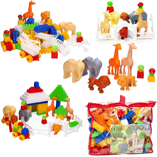 Polskie klocki ZESTAW ZOO safari zwierzęta zagroda 114el