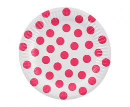 Talerzyki papierowe groszki magenta 18cm