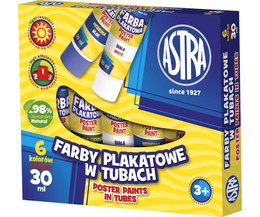 Farby plakatowe w tubach 6 kolorów ASTRA