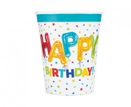 Kubeczki papierowe HAPPY BIRTHDAY 8szt