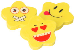 Gumka do ścierania EMOTIKON, SMILE KWIATEK 3SZT