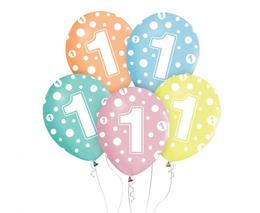 Balony z cyframi 1 na urodziny 5szt