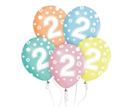 Balony z cyframi 2 na urodziny 5szt