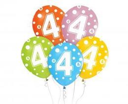 Balony z cyframi 4 na urodziny 5szt