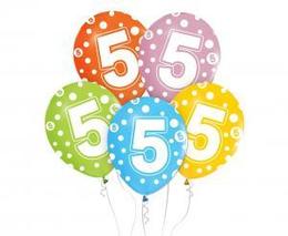 Balony z cyframi 5 na urodziny 5szt