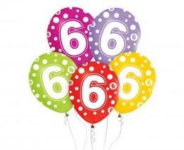 Balony z cyframi 6 na urodziny 5szt