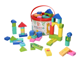Klocki DREWNIANE 50el wiaderko sorter EKO