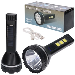 Latarka LED z ładowarką USB + panel solarny