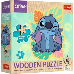 Puzzle 50 drewniane Wesoły Stitch