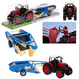 Traktor z przyczepą - kopaczka do ziemniaków