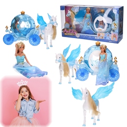 Kareta z koniem i lalka księżniczka Anlily