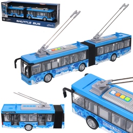 Przegubowy autobus z otwieranymi drzwiami, dźwięki i światła - trolejbus