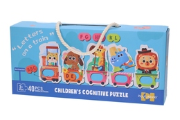 Puzzle 40 maxi POCIĄG ze zwierzętami