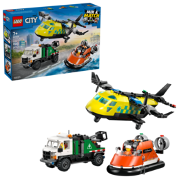 Klocki LEGO CITY Zestaw z samolotem, ciężarówką serwisową i poduszkowcem