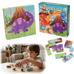 Klocki magnetyczne obrazkowe magnetyczne puzzle 25el