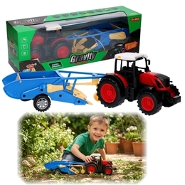 Traktor z przyczepą - kopaczka do ziemniaków w pudełku