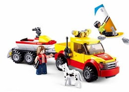Klocki Sluban samochód z przyczepą SŁONECZNY PATROL