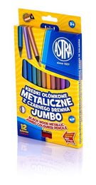 KREDKI OŁÓWKOWE METALICZNE JUMBO - 12 KOLORÓW